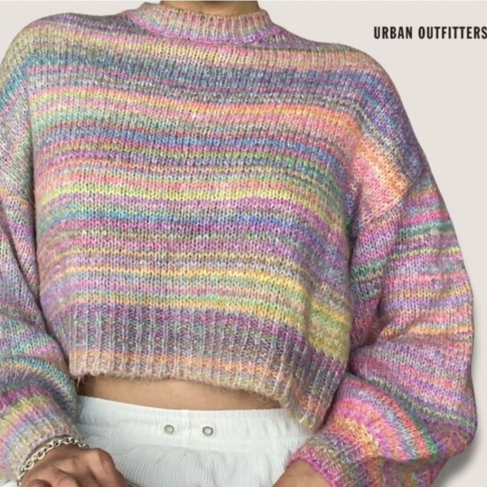 URBAN OUTFITTERS Agatha balloon sleeve rainbow sweater - Picture 4 of 15